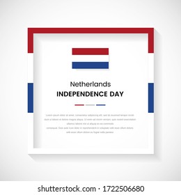 Abstract Netherlands flag square frame stock illustration. Creative country frame with text for Independence day of Netherlands