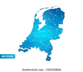 Abstract Netherlands Map geometric rumpled triangular low poly style gradient graphic on white background , line dots polygonal design for your . Vector illustration eps 10