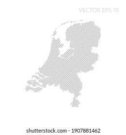 Abstract Netherlands map with gray diagonal lines. Netherlands stripes map. Vector illustration EPS10.