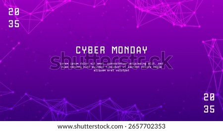 Abstract Network Background with purple Gradient and Connecting Dots and Lines