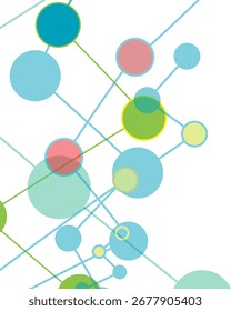 Rede abstrata com círculos design vetorial simbolizando comunicação, trabalho em equipe, conexões de dados, tecnologia e interação social. Perfeito para apresentações, negócios e planos de fundo digitais.