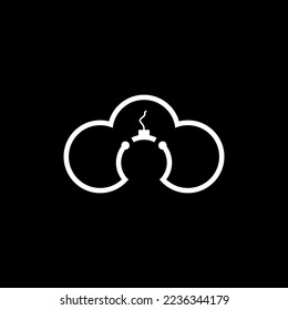 abstract network cloud logo vector design in black and white colors