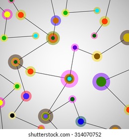 Abstract network, colorful background, technology communication, molecule structure. Vector illustration. Eps 10