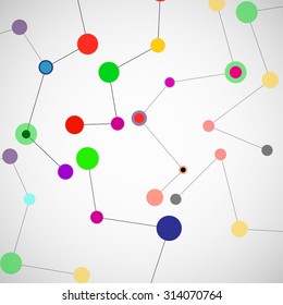 Abstract network, colorful background, technology communication, molecule structure. Vector illustration. Eps 10