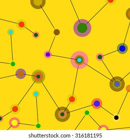 Abstract network, colorful background, technology communication, molecule structure. Vector illustration. Eps 10