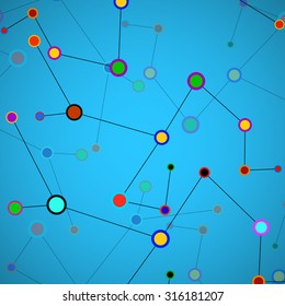 Abstract network, colorful background, technology communication, molecule structure. Vector illustration. Eps 10
