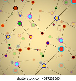 Abstract network, colorful background, technology communication, molecule structure. Vector illustration. Eps 10