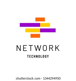 Abstract network with colorful lines logo design inspiration. Logo template for it engineer and technician.