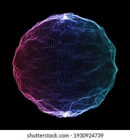 Abstract network communications background with sphere of particles