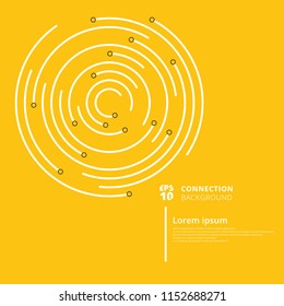 Abstract network connection circles lines and node on yellow background. Digital geometric data element. Vector Illustration