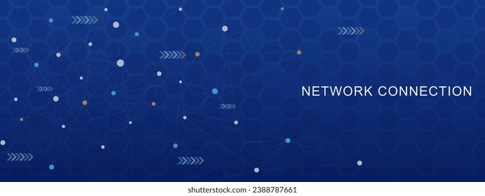 Abstract network connection concept with connecting dots and lines. Global communication technology background design. Vector illustration.