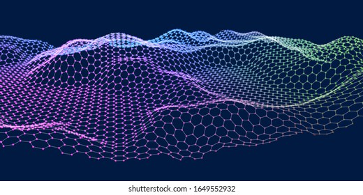 Abstract network connection concept. Futuristic hexagon  color grid. Futuristic data background.
