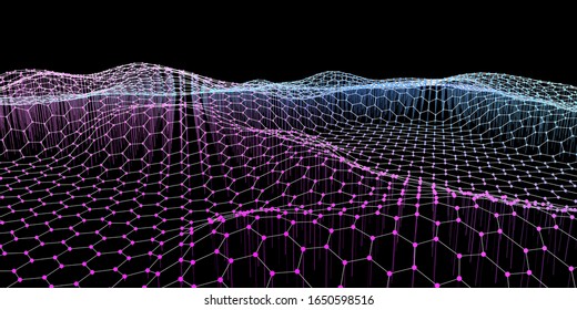 Abstract network connection concept. Futuristic hexagon grid color. Futuristic big data background.