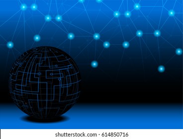 Abstract network connection with digital global world