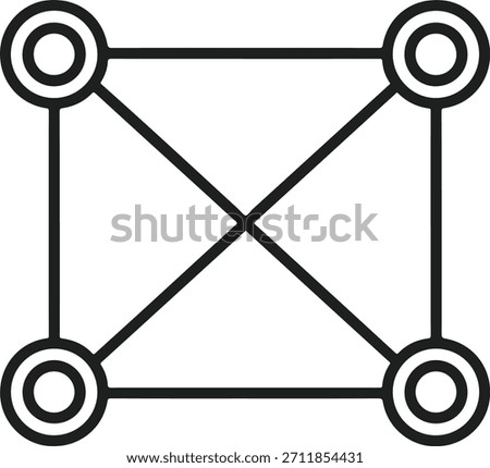 Abstract network connection icon depicting interconnected data points and system	