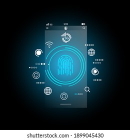 Resumen de la conexión de red. diseño de logotipo de iconos. vida social digital. Símbolos IT sobre fondo negro. Ilustración vectorial.