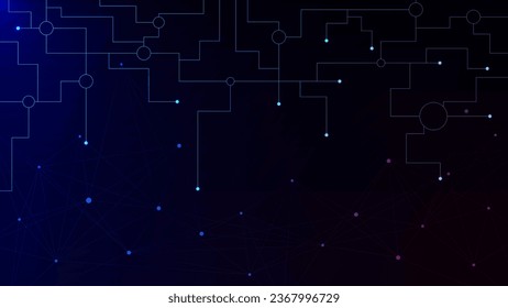 Abstract network connection technology with connected dots and lines. Big data visualization. Data transfer and global communication concept background. Vector illustration.