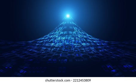 Abstract Network Connection, Wi-Fi connection, Internet system, Fiber 5G or WiFi signal. On a blue background, modern, futuristic.