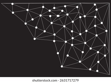 Abstract Network Connections Dots Lines Dark Background design.Glowing black plexus. Big data. Network or connection.  
