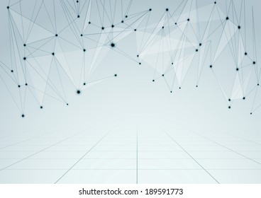 Abstract network connections perspective background. Vector illustration