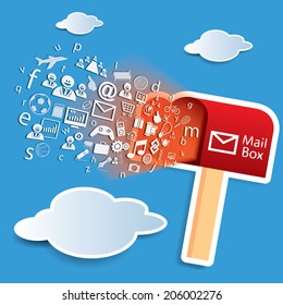 The abstract of Network Connectivity to mail box concept vector