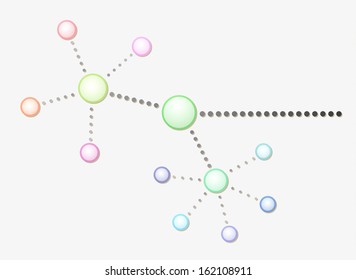 abstract network created from different color circles