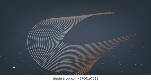 Abstraktes Netzdesign mit konzentrischen Linien und Verbindungspunkten. Dieses dynamische abstrakte Bild verfügt über konzentrische Linien und Verbindungspunkte in einer weichen, stumpfen Palette.