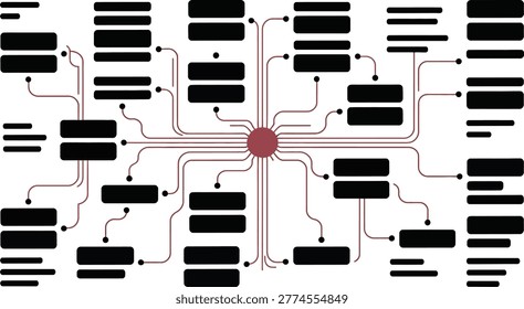 Abstract network diagram with central hub and connected nodes