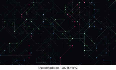 Abstract network of glowing lines and dots on a dark background