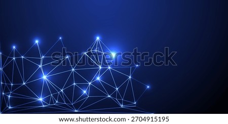 Abstract network of glowing points and lines. A wave of interconnected nodes. Intricate lines and dots creating a glowing abstract network on a dark background.