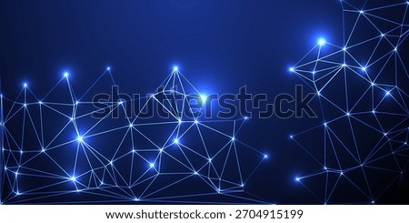 Abstract network of glowing points and lines. A wave of interconnected nodes. Intricate lines and dots creating a glowing abstract network on a dark background.
