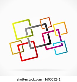 Abstract network grid made out of colored squares 