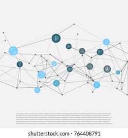 Abstract network mesh with bitcoin icons collection - illustration vector background