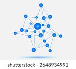 Abstract Network Structure with Blue Nodes and Connections Representing Communication Technology Concept