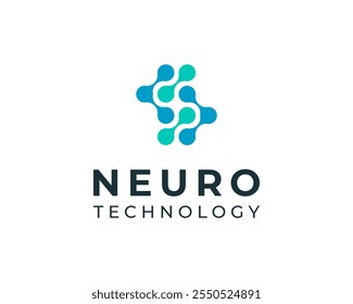 Tecnologia de Rede de Conexão Neural Digital Moderna Solução Vetor Logo Design Illustration