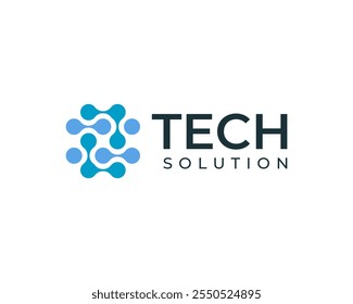 Tecnologia de Rede de Conexão Neural Digital Moderna Solução Vetor Logo Design Illustration