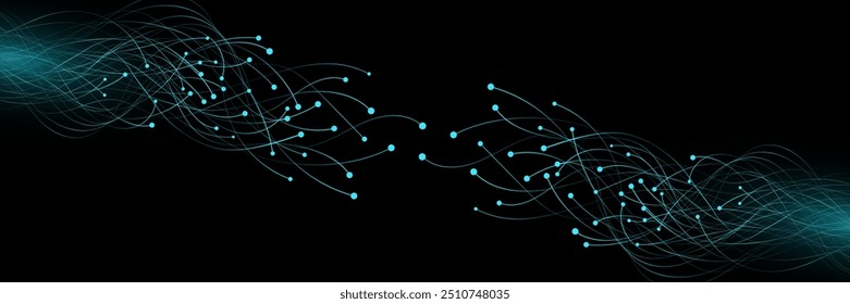 Abstract neural connectors analyze big data into cyberspace. Scientific technological background. Neural network. Modern futuristic design. Vector illustration.