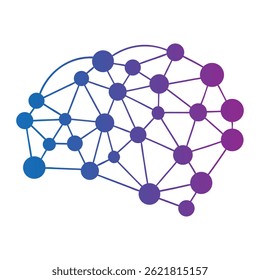 Icono de cerebro de red neuronal Abstractas - Tecnología de IA y concepto de aprendizaje profundo.