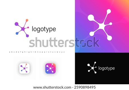 Abstract neural network logo symbolizing connection, innovation, and technology. Ideal for AI, biotech, digital startups, chemistry, neural tech branding. Isolated vector logo. 