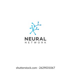 Variações de logotipo de rede neural abstratas mostradas em fundos brancos, azuis e escuros. Os nós azuis e brancos conectados por linhas representam a tecnologia da IA.