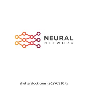 Abstract neural network logo variations shown on white, blue, and dark backgrounds. Blue and white nodes connected by lines represent AI technology.