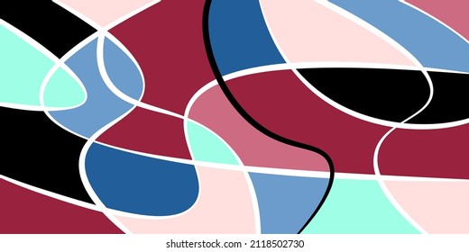 Abstract neurography. Wavy stripes divide the plane into sectors. Neurographic design. Abstract bright pattern for cover, background, wallpaper.