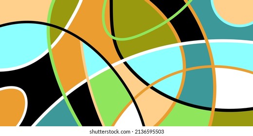 Abstract neurography. Wavy stripes divide the plane into sectors. Neurographic design. Abstract bright pattern for cover, background, wallpaper.