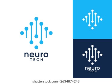 abstract neuron digital tech logo. system technology connection vector design concept	
