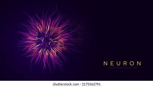 Abstract Neuron Growth. Vector Neural Network Colorful Lines on Dark Background. Abstract Science Technology Background. Neural Network Artificial Intelligence Abstract Vector Illustration.