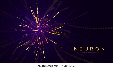 Abstraktes Neuronenwachstum. Farbige Vektorgrafik-Neuralnetzwerk-Linien auf dunklem Hintergrund. Abstrakter wissenschaftlicher Hintergrund. Abstrakte Vektorgrafik des neuronalen Netzwerks für künstliche Intelligenz.