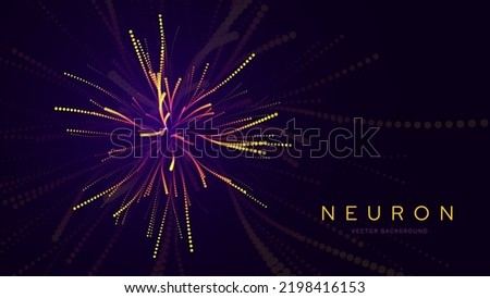 Abstract Neuron Growth. Vector Neural Network Colorful Lines on Dark Background. Abstract Science Technology Background. Neural Network Artificial Intelligence Abstract Vector Illustration.