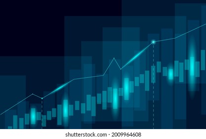 Abstract neutral business statistics chart growing graphs. Blue light glowing flat design. Finance economy diagram presentation template vector illustration