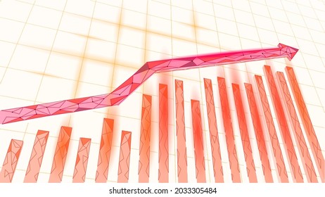 Abstract neutral business statistics chart growing graphs. Blue light glowing flat design. Finance economy diagram presentation template vector illustration