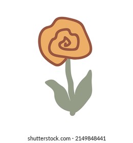 Abstract neutral pale color different single stylish flat flower yellow